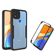 Coque Rebord Contour Silicone et Vitre Transparente Housse Etui 360 Degres MJ1 pour Xiaomi Redmi 9 Activ Noir