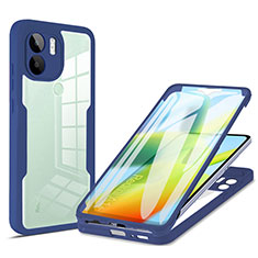 Coque Rebord Contour Silicone et Vitre Transparente Housse Etui 360 Degres MJ1 pour Xiaomi Redmi A1 Plus Bleu