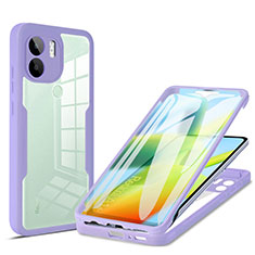 Coque Rebord Contour Silicone et Vitre Transparente Housse Etui 360 Degres MJ1 pour Xiaomi Redmi A1 Plus Violet