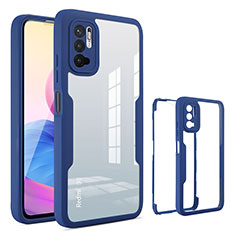 Coque Rebord Contour Silicone et Vitre Transparente Housse Etui 360 Degres MJ1 pour Xiaomi Redmi Note 10 5G Bleu