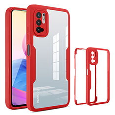 Coque Rebord Contour Silicone et Vitre Transparente Housse Etui 360 Degres MJ1 pour Xiaomi Redmi Note 10 5G Rouge