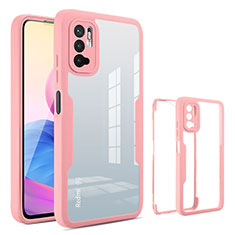 Coque Rebord Contour Silicone et Vitre Transparente Housse Etui 360 Degres MJ1 pour Xiaomi Redmi Note 10T 5G Or Rose