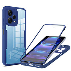 Coque Rebord Contour Silicone et Vitre Transparente Housse Etui 360 Degres MJ1 pour Xiaomi Redmi Note 12 Explorer Bleu