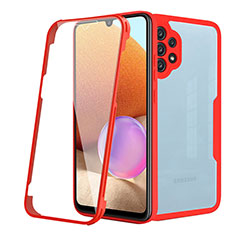 Coque Rebord Contour Silicone et Vitre Transparente Housse Etui 360 Degres MJ2 pour Samsung Galaxy M32 5G Rouge