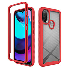 Coque Rebord Contour Silicone et Vitre Transparente Housse Etui 360 Degres pour Motorola Moto E40 Rouge