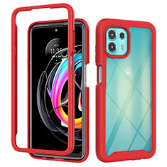 Coque Rebord Contour Silicone et Vitre Transparente Housse Etui 360 Degres pour Motorola Moto Edge 20 Lite 5G Rouge