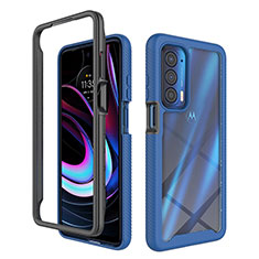 Coque Rebord Contour Silicone et Vitre Transparente Housse Etui 360 Degres pour Motorola Moto Edge (2021) 5G Bleu