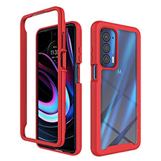 Coque Rebord Contour Silicone et Vitre Transparente Housse Etui 360 Degres pour Motorola Moto Edge (2021) 5G Rouge