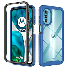 Coque Rebord Contour Silicone et Vitre Transparente Housse Etui 360 Degres pour Motorola Moto Edge (2022) 5G Bleu