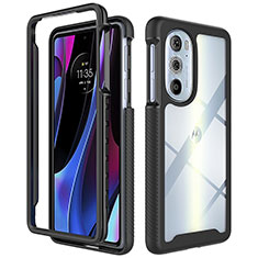 Coque Rebord Contour Silicone et Vitre Transparente Housse Etui 360 Degres pour Motorola Moto Edge 30 Pro 5G Noir