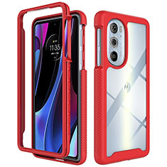 Coque Rebord Contour Silicone et Vitre Transparente Housse Etui 360 Degres pour Motorola Moto Edge 30 Pro 5G Rouge