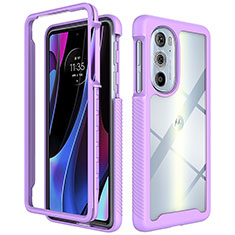 Coque Rebord Contour Silicone et Vitre Transparente Housse Etui 360 Degres pour Motorola Moto Edge Plus (2022) 5G Violet