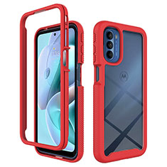 Coque Rebord Contour Silicone et Vitre Transparente Housse Etui 360 Degres pour Motorola Moto G31 Rouge