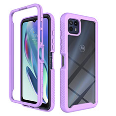 Coque Rebord Contour Silicone et Vitre Transparente Housse Etui 360 Degres pour Motorola Moto G50 5G Violet