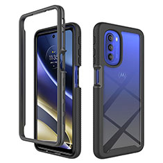 Coque Rebord Contour Silicone et Vitre Transparente Housse Etui 360 Degres pour Motorola Moto G51 5G Noir