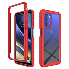 Coque Rebord Contour Silicone et Vitre Transparente Housse Etui 360 Degres pour Motorola Moto G51 5G Rouge