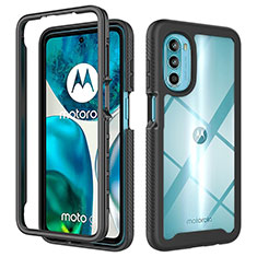 Coque Rebord Contour Silicone et Vitre Transparente Housse Etui 360 Degres pour Motorola MOTO G52 Noir