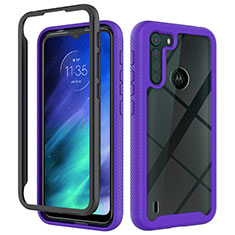 Coque Rebord Contour Silicone et Vitre Transparente Housse Etui 360 Degres pour Motorola Moto One Fusion Violet