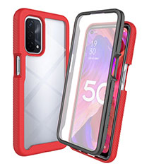 Coque Rebord Contour Silicone et Vitre Transparente Housse Etui 360 Degres pour Oppo A54 4G Rouge