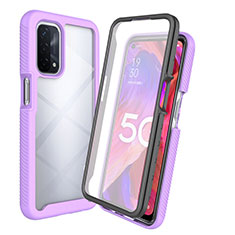 Coque Rebord Contour Silicone et Vitre Transparente Housse Etui 360 Degres pour Oppo A54 4G Violet Clair