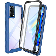 Coque Rebord Contour Silicone et Vitre Transparente Housse Etui 360 Degres pour Oppo A74 4G Bleu