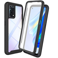 Coque Rebord Contour Silicone et Vitre Transparente Housse Etui 360 Degres pour Oppo A74 4G Noir