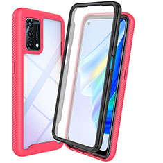 Coque Rebord Contour Silicone et Vitre Transparente Housse Etui 360 Degres pour Oppo A74 4G Rose Rouge