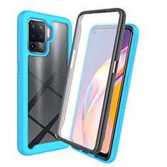 Coque Rebord Contour Silicone et Vitre Transparente Housse Etui 360 Degres pour Oppo A94 4G Bleu Ciel