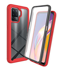 Coque Rebord Contour Silicone et Vitre Transparente Housse Etui 360 Degres pour Oppo F19 Pro Rouge