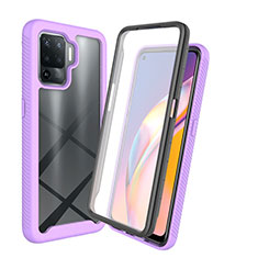 Coque Rebord Contour Silicone et Vitre Transparente Housse Etui 360 Degres pour Oppo Reno5 F Violet Clair