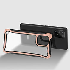 Coque Rebord Contour Silicone et Vitre Transparente Housse Etui 360 Degres pour Samsung Galaxy A91 Or Rose