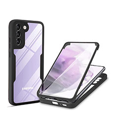 Coque Rebord Contour Silicone et Vitre Transparente Housse Etui 360 Degres pour Samsung Galaxy S21 Plus 5G Noir