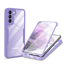 Coque Rebord Contour Silicone et Vitre Transparente Housse Etui 360 Degres pour Samsung Galaxy S24 5G Violet