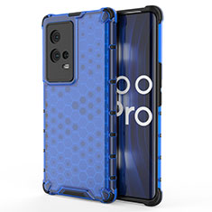 Coque Rebord Contour Silicone et Vitre Transparente Housse Etui 360 Degres pour Vivo iQOO 8 Pro 5G Bleu