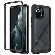 Coque Rebord Contour Silicone et Vitre Transparente Housse Etui 360 Degres pour Xiaomi Mi 11 5G Noir