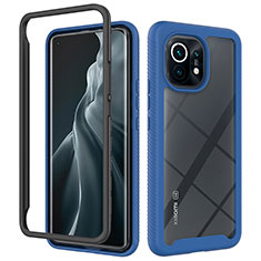 Coque Rebord Contour Silicone et Vitre Transparente Housse Etui 360 Degres pour Xiaomi Mi 11 Lite 5G Bleu