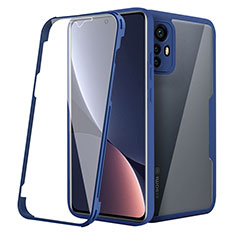 Coque Rebord Contour Silicone et Vitre Transparente Housse Etui 360 Degres pour Xiaomi Mi 12S Pro 5G Bleu