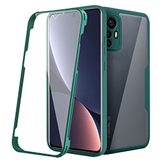 Coque Rebord Contour Silicone et Vitre Transparente Housse Etui 360 Degres pour Xiaomi Mi 12S Pro 5G Vert