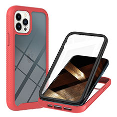 Coque Rebord Contour Silicone et Vitre Transparente Housse Etui 360 Degres YB1 pour Apple iPhone 13 Pro Max Rouge