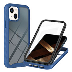 Coque Rebord Contour Silicone et Vitre Transparente Housse Etui 360 Degres YB1 pour Apple iPhone 15 Bleu