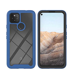 Coque Rebord Contour Silicone et Vitre Transparente Housse Etui 360 Degres YB1 pour Google Pixel 5a 5G Bleu