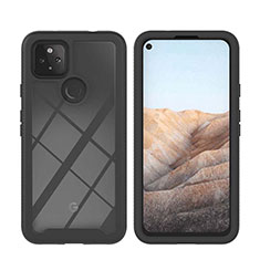 Coque Rebord Contour Silicone et Vitre Transparente Housse Etui 360 Degres YB1 pour Google Pixel 5a 5G Noir