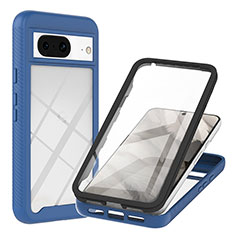 Coque Rebord Contour Silicone et Vitre Transparente Housse Etui 360 Degres YB1 pour Google Pixel 8 5G Bleu