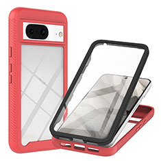 Coque Rebord Contour Silicone et Vitre Transparente Housse Etui 360 Degres YB1 pour Google Pixel 8 5G Rouge