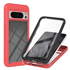 Coque Rebord Contour Silicone et Vitre Transparente Housse Etui 360 Degres YB1 pour Google Pixel 8 Pro 5G Rouge