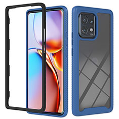 Coque Rebord Contour Silicone et Vitre Transparente Housse Etui 360 Degres YB1 pour Motorola Moto Edge 40 Pro 5G Bleu