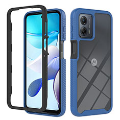 Coque Rebord Contour Silicone et Vitre Transparente Housse Etui 360 Degres YB1 pour Motorola Moto G 5G (2023) Bleu