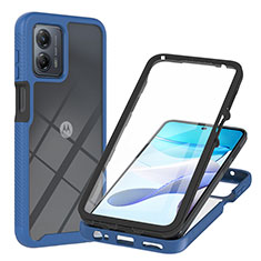 Coque Rebord Contour Silicone et Vitre Transparente Housse Etui 360 Degres YB1 pour Motorola Moto G53y 5G Bleu