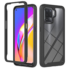 Coque Rebord Contour Silicone et Vitre Transparente Housse Etui 360 Degres YB1 pour Oppo F19 Pro Noir