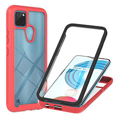 Coque Rebord Contour Silicone et Vitre Transparente Housse Etui 360 Degres YB1 pour Realme C25Y Rouge